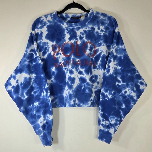 POLO RALPH LAUREN FRENCH TERRY BATIK CROPPED SWEATSHIRT. - Picture 3 of 6